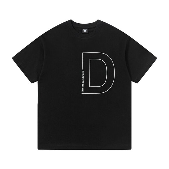 Black Short-Sleeved T-Shirt With Letter Print Descente